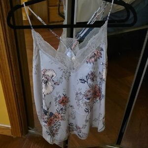 Lovestitch Floral Lace Camisole in Cream and Blue